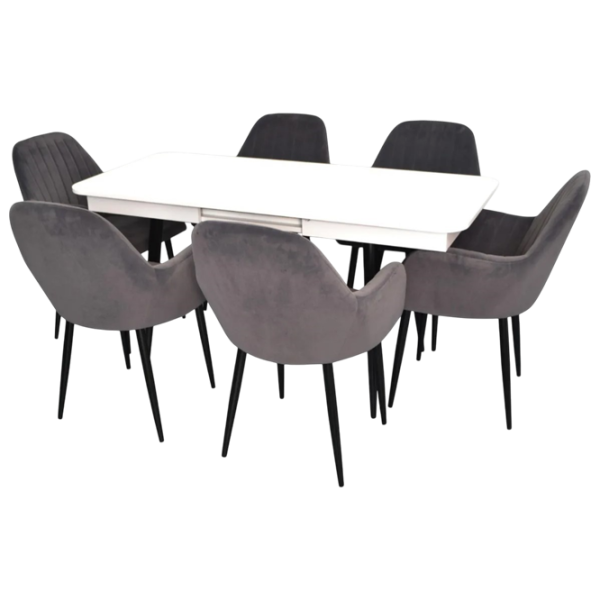 Set masă și scaune Evelin DT 432-1R B + 6 LC-621B Dreptunghiulară / PAL / Dark Gray photo 1