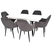 Set masă și scaune Evelin DT 432-1R B + 6 LC-621B Dreptunghiulară / PAL / Dark Gray