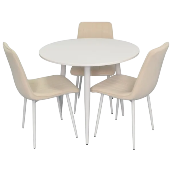 Set masă și scaune Evelin DT 404-5WH + 3 XR-154Wh Rotundă / PAL / White photo 1