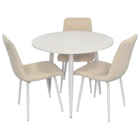 Обеденные стол со стульями Evelin DT 404-5WH + 3 XR-154Wh Круглая / ДСП / Белый