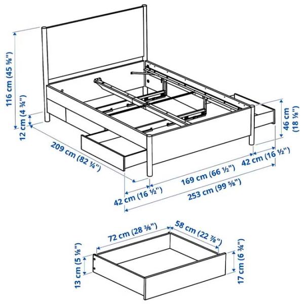 Кровать Ikea Tonstad/Luroy 4 140 x 200 см / Массив / Коричневый photo 9 Кровать Ikea Tonstad/Luroy 4 140 x 200 см / Массив / Коричневый photo 9