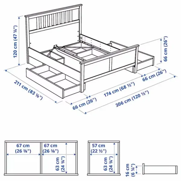 Кровать Ikea Hemnes 160 x 200 см / Массив / Белый photo 9