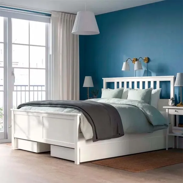 Кровать Ikea Luroy 4 140 x 200 см / Шпон / Белый photo 2