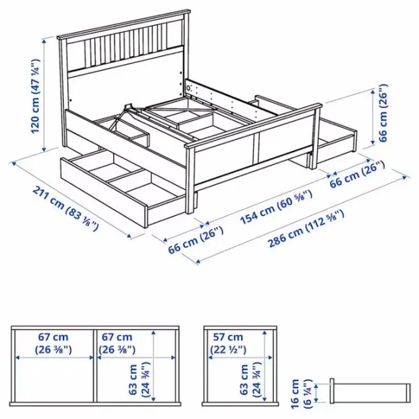 Кровать Ikea Luroy 4 140 x 200 см / Шпон / Белый photo 9