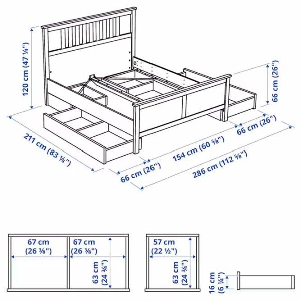 Кровать Ikea Luroy 4 140 x 200 см / Шпон / Белый photo 9