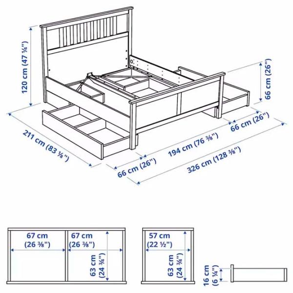 Кровать Ikea Hemnes/Lindbaden 4 180 x 200 см / Массив / Белый photo 9