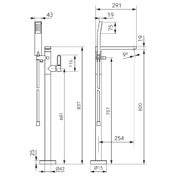 Смеситель для ванны F-Design Zaffiro Латунь photo 2