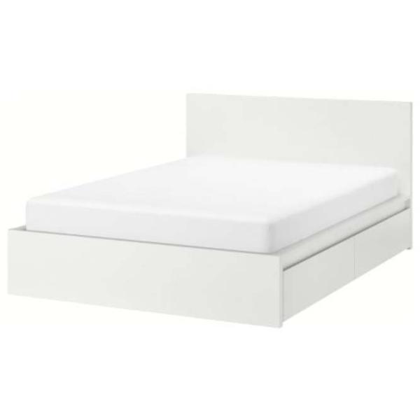 Кровать Ikea Malm 2 160 x 200 см / Шпон / Белый photo 1 Кровать Ikea Malm 2 160 x 200 см / Шпон / Белый photo 1