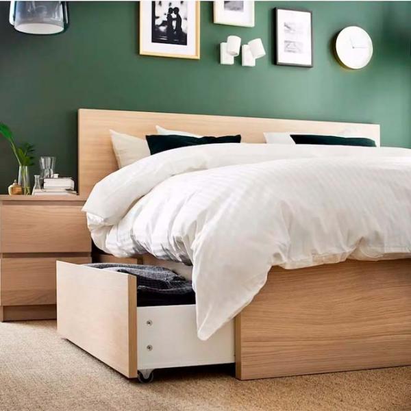 Кровать Ikea Malm 2 160 x 200 см / Шпон / Дубовый шпон беленый photo 4