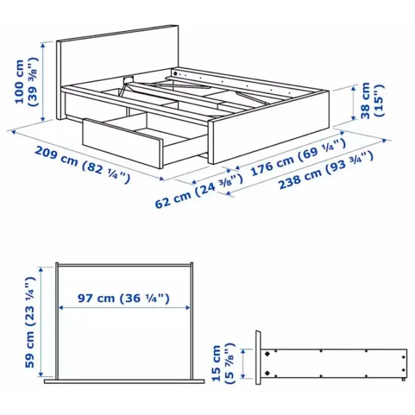 Кровать Ikea Malm 2 160 x 200 см / Шпон / Дубовый шпон беленый photo 10
