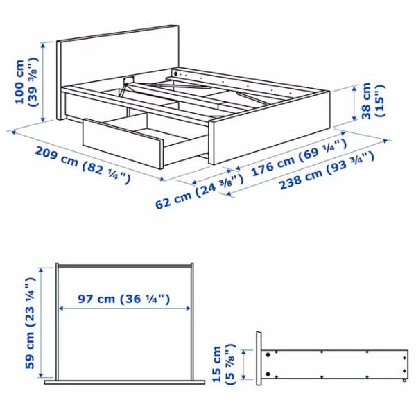 Кровать Ikea Malm 2 160 x 200 см / Шпон / Дубовый шпон беленый photo 10