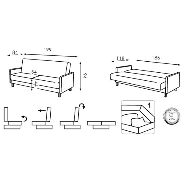 Диван Modern Adam 3 Tiffani 25/Cosmic 30 (5793897) Ткань / Белый Коричневый photo 4