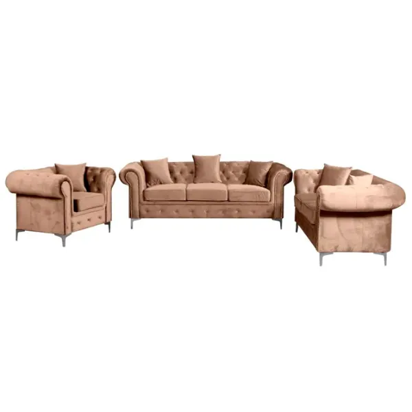Canapea Tempo Kondela Romano (5685968) Velvet / Light Brown photo 2