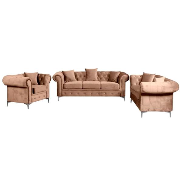 Canapea Tempo Kondela Romano (5685968) Velvet / Light Brown photo 2