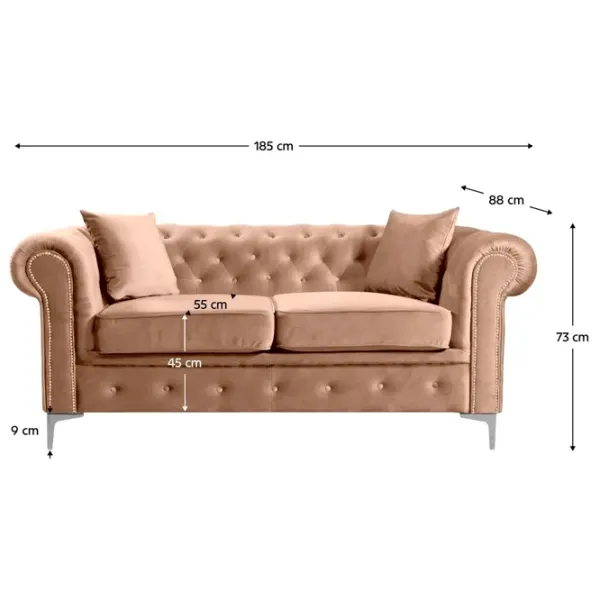 Canapea Tempo Kondela Romano (5685968) Velvet / Light Brown photo 6