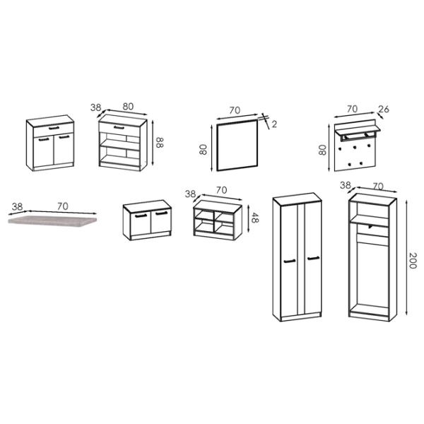 Dulap pentru antreu Modern Karolina PAL / Craft oak white Craft oak gray photo 4