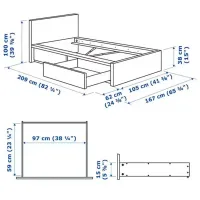Кровать Ikea Malm/Lindbaden 2 90 x 200 см / Шпон / Черно-Коричневый photo 6