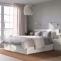 Кровать Ikea Malm/Lindbaden 2 140 x 200 см / Шпон / Белый photo 3