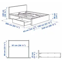 Кровать Ikea Malm/Lindbaden 2 140 x 200 см / Шпон / Белый photo 9