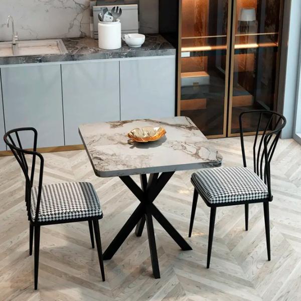 Masă de bucătărie fixă Prestige Efes Star Leg PAL melaminat/ Gray Marble photo 3