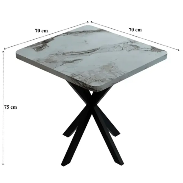 Masă de bucătărie fixă Prestige Efes Star Leg PAL melaminat/ Gray Marble photo 4