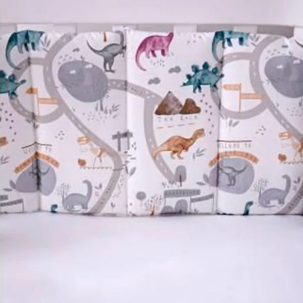 Barieră pentru pătuț Veres Dinosauri pe drum White / Bumbac photo 4
