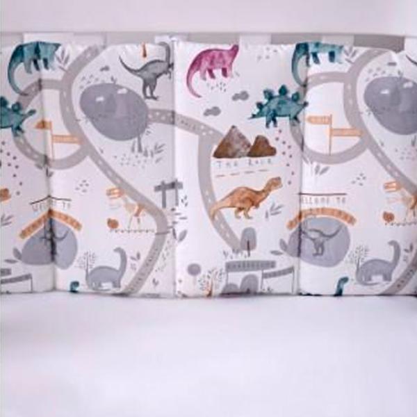 Barieră pentru pătuț Veres Dinosauri pe drum White / Bumbac photo 4