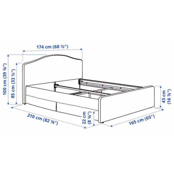 Кровать Ikea Ramnefjall/Klovsta 160 x 200 см / Шпон / Серый photo 8