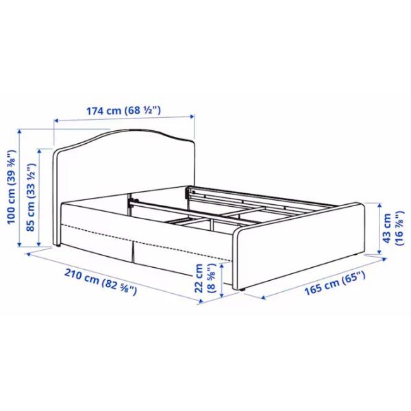 Кровать Ikea Ramnefjall/Klovsta 160 x 200 см / Шпон / Серый photo 8