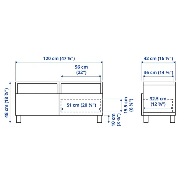 Comodă TV Ikea Besta/Lappviken/Stubbarp 48 x 120 x 42 / PAL photo 6