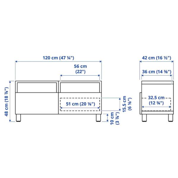 Comodă TV Ikea Besta/Lappviken/Stubbarp 48 x 120 x 42 / PAL photo 6