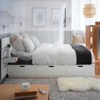 Кровать Ikea Nordli 140 x 200 см / Массив / Белый photo 3