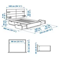 Кровать Ikea Nordli 140 x 200 см / Массив / Белый photo 10