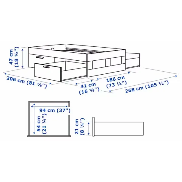 Кровать Ikea Brimnes Lonset 180 x 200 см / Массив / Белый photo 6 Кровать Ikea Brimnes Lonset 180 x 200 см / Массив / Белый photo 6