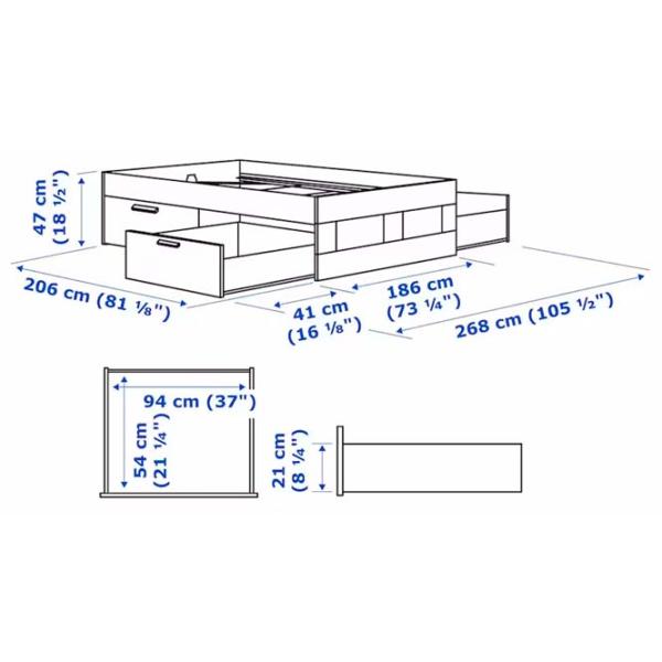 Кровать Ikea Brimnes Lonset 180 x 200 см / Массив / Белый photo 6 Кровать Ikea Brimnes Lonset 180 x 200 см / Массив / Белый photo 6