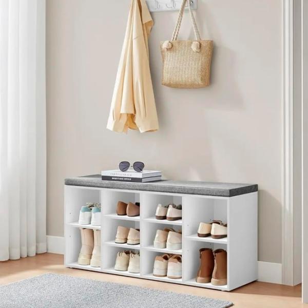 Tumbă pentru încălțăminte Vasagle LHS10WT 48 x 104 x 30 /Cloud White /White Gray photo 2