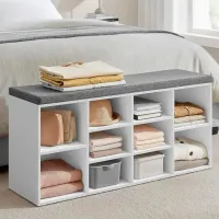 Тумба для обуви Vasagle LHS10WT 48 x 104 x 30см /Cloud White /White Gray photo 3