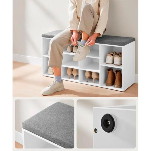 Tumbă pentru încălțăminte Vasagle LHS10WT 48 x 104 x 30 /Cloud White /White Gray photo 4