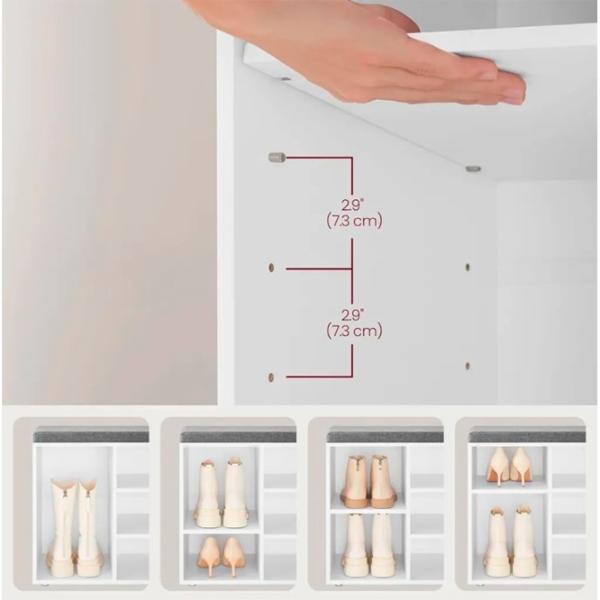 Tumbă pentru încălțăminte Vasagle LHS10WT 48 x 104 x 30 /Cloud White /White Gray photo 5