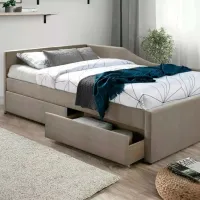 Кровать Signal Eliot Velvet 120 x 200 см / Массив / Темно-бежевый photo 2