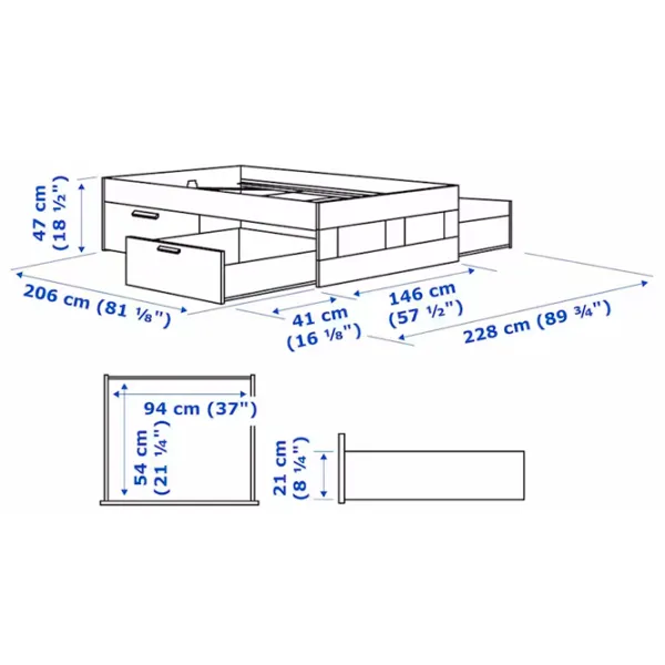 Pat Ikea Brimnes Lindbaden 140 x 200 cm / PAL / White photo 6