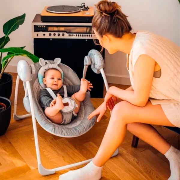 Leagăn pentru bebeluși MoMi Liss Baby Swing Bear (01280338) 9 kg/ Turquoise photo 2