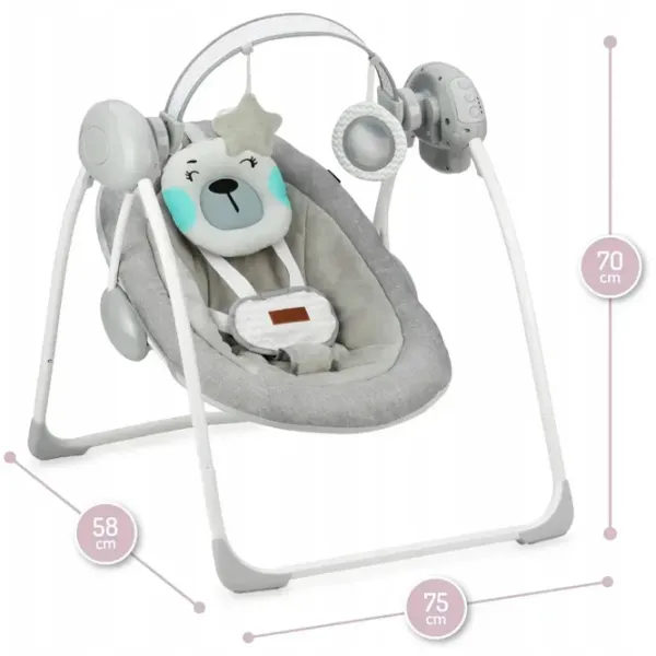 Leagăn pentru bebeluși MoMi Liss Baby Swing Bear (01280338) 9 kg/ Turquoise photo 7