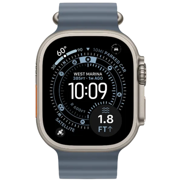 Ceas inteligent Apple Watch Ultra 3  1.98" / 49 mm / Natural Titanium - Blue Anchor / MEWH4QI/A photo 3 Ceas inteligent Apple Watch Ultra 3  1.98" / 49 mm / Natural Titanium - Blue Anchor / MEWH4QI/A photo 3