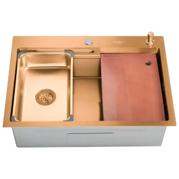 Chiuvetă SanDonna HD7050 70 x 50 / Oțel inoxidabil / Gold photo 1