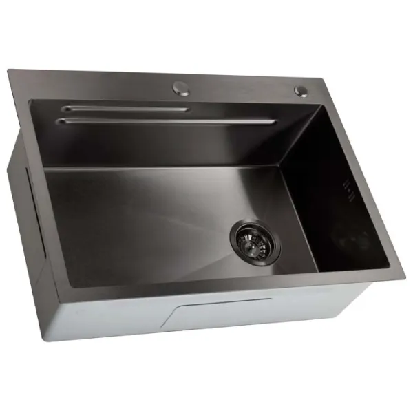 Кухонная мойка SanDonna HD7050 70 x 50 / Нержавеющая сталь / Черный photo 3