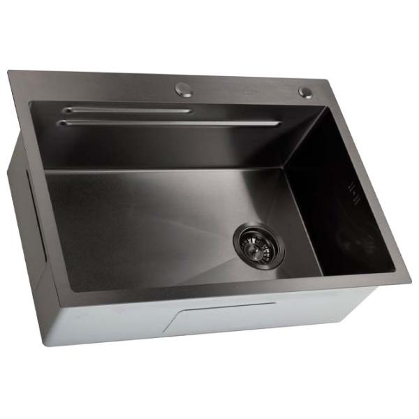 Кухонная мойка SanDonna HD7050 70 x 50 / Нержавеющая сталь / Черный photo 3