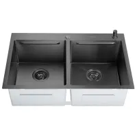 Chiuvetă SanDonna HD7850 double 78 x 50 / Oțel inoxidabil / Black