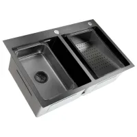 Chiuvetă SanDonna HD7850 double 78 x 50 / Oțel inoxidabil / Black photo 2