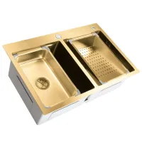 Chiuvetă SanDonna HD7850 double 78 x 50 / Oțel inoxidabil / Gold